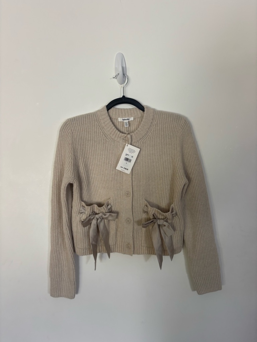 Splendid Cream Bow Cardigan - NWT - Small